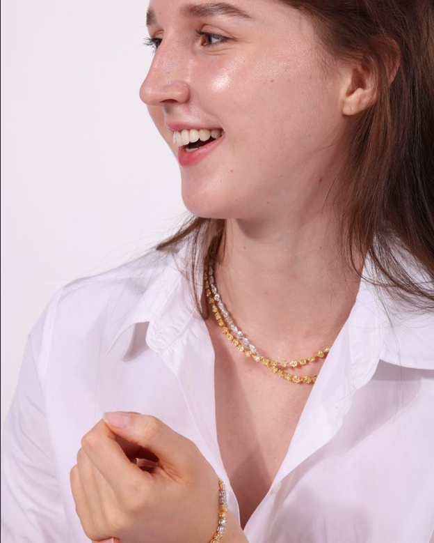 Layered necklaces styled casually