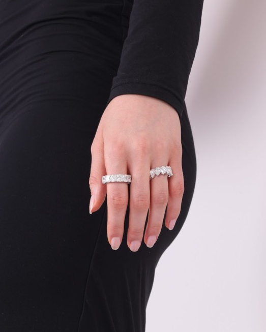 Diamond ring stack on hand